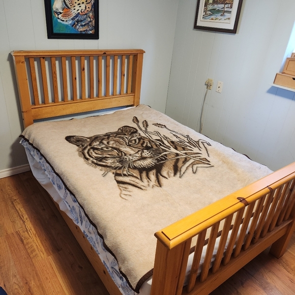 Vintage Tiger Blanket Twin Size Faux Mink Fleece Soft Plush Brown Throw 1990s - Picture 2 of 5